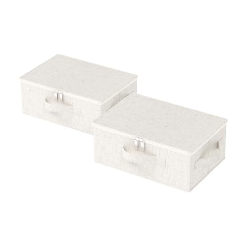 Underbed Storage Baskets with Lids,14.9x10.2x5.9in,Beige,2 Pack | Storage Boxes with Soft Cloth Handles,Thick PP Sheet Wardrobe Containers,Washable Drawer Organizer,Under Bed Bins for closet - color: Beige, size: 14.9x10.2x5.9 in(2 Pack)
