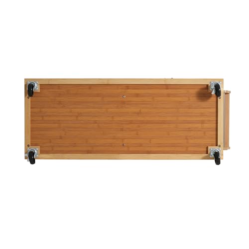 Christopher Knight Home Tredy Bamboo Rolling Cart with Drawers, Kitchen Bar Cart on Wheels with Stainless Steel Top, Rolling Kitchen Cart Storage Cabinet, Serving Cart, 50.8'' x 18.5'', Natural - size: Medium