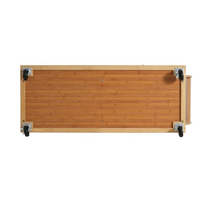 Christopher Knight Home Tredy Bamboo Rolling Cart with Drawers, Kitchen Bar Cart on Wheels with Stainless Steel Top, Rolling Kitchen Cart Storage Cabinet, Serving Cart, 50.8'' x 18.5'', Natural - size: Medium