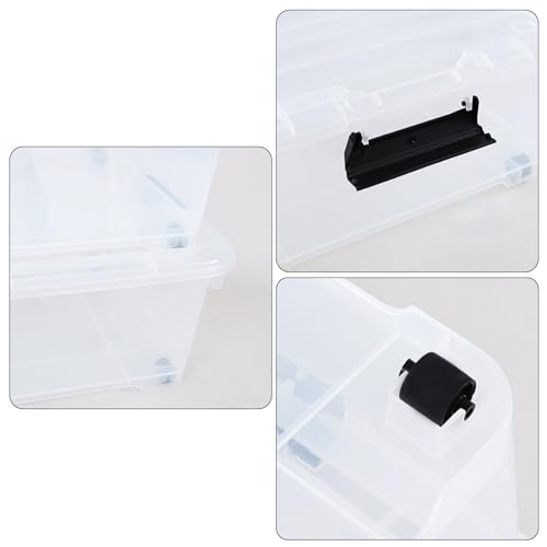 Vababa 25 L Wheeled Under Bed Clear Plastic Storage Bins with Lid, Set of 4 | Clear Plastic Material, Side Latch Clasps, Detachable Rolling Wheels, Low Under Bed Profile Design,For Household Organizers