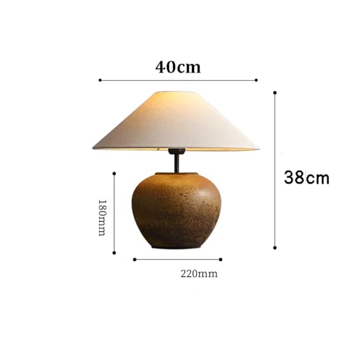Ceramic Antique Style Pot Room Table Lamp Brown Wabi Sabi Ceramic Table Lamp Mid Century Modern End Desk Lamp Rustic Farmhouse Bedside Lamp for Nightstand Bedroom Living Room Home Office