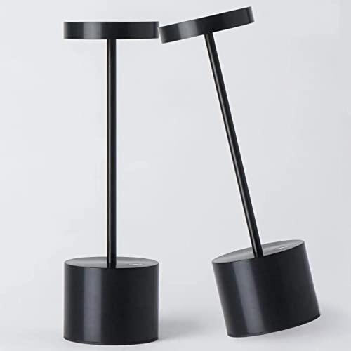2Pack Cordless Table Lamp, Rechargeable LED Battery 5000mAh Metal USB Portable Powered Desk Lamp, 3 Levels Brightness Light for Restaurants Outdoor (2pack 10.25in Black) | Battery 5000mAh Metal USB Portable Powered Desk Lamp, 3 Levels Brightness Light for