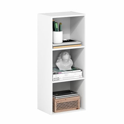 Furinno LUDER Book Shelf, 3-Cube Bookshelf, Bookcase with Open Shelves, 9.3 x 12 x 31.5, Easy Assembly, for Living Room, Bedroom, Home Office, White - color: White, size: 3-Tier Cube