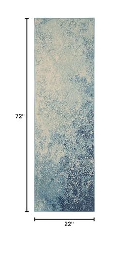 Nourison Home Passion Navy/Light Blue 1'10'' x 6' Area-Rug, Modern, Abstract, Easy-Cleaning, Non Shedding, Bed Room, Living Room, Dining Room, Kitchen, (6' Runner) - color: Navy Light Blue, size: 1'10" x 6' (Runner)