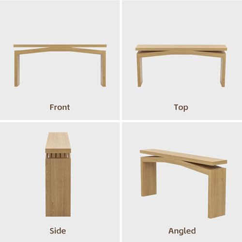 Wooden Extra Long Console Tables for Living Room, Natural Teak | Slim Entryway Table 63 Inches Long, Farmhouse Couch Table Behind Sofa for Hallway, Living Room, Home - color: Natural Teak