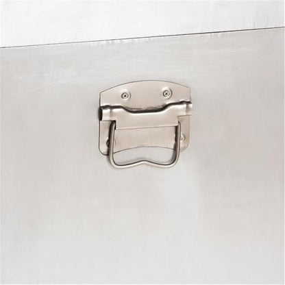 BOWERY HILL 3-Drawer Mid-Century Metal Accent Storage Chest, Silver Finish, Wood and Metal Construction, Vintage-Inspired Rivet Details, Lift-Top Compartment, Bedroom, Living Room, or Entryway Use