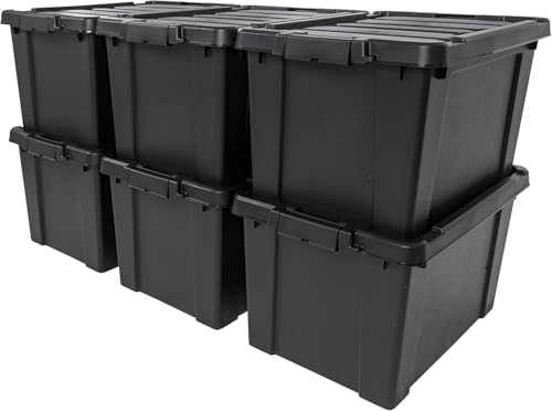 IRIS USA 6-Pack 20 Gal Heavy Duty Lockable Storage Totes with Lids, Black | Perfect for moving, garage organization, outdoor equipment and jobsite storage, Designed for dependable everyday use - color: Black, size: 20 Gal - 4 Pack