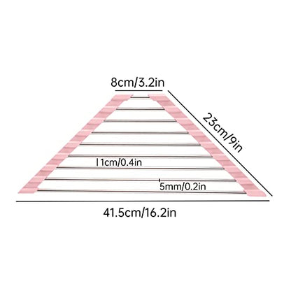 Tomorotec Triangle Foldable Dish Drying Rack, Small Roll-Up Stainless Steel Over Sink Drainer for Kitchen Sink Corner, Rustproof Multipurpose Organizer(Pink) | BPA-Free Food-Grade Silicone Edges Foldable Waterproof Rustproof Heavy-Duty Space Saver Heat Re