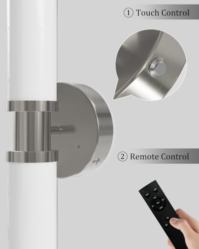 Rayogale Nickel Wireless Battery Operated Wall Sconces with Remote | White Glass Rechargeable Wall Lights Set of 2 with Timer Function Dimmable for Living Room Bedroom Emergency 3000K, 20.5 Inch - color: Nickel(White Lampshades)