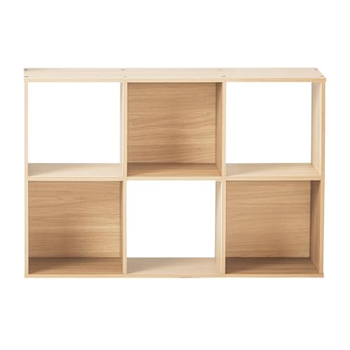 6 Cube Modular Storage Organizer Spring Pine Open Bookshelf Cabinet | Wood Cube Shelving Unit for Bedroom Living Room Office, 6 Compartment Open Cubby Display Storage Rack