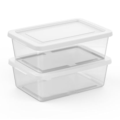 Sterilite Storage Box Stackable Tote, White, 12 Quart, 45 Pack | Clear Plastic Container with Secure Snapping Lids for Home and Office Organization - size: 12Qt, style: 45 Pack