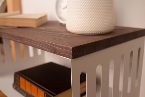 Floating Nightstand with White Metal Base, Wooden Top and Sturdy Metal Base, Minimalist Bedside Table, Wall Mounted Shelf, Bedside Shelf (London) - color: London