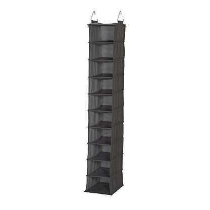 Household Essentials 10-Shelf Wide Hanging Shoe Organizer, Soft and Durable Polyester, Versatile, Breathable, Stylish, Compact, Sturdy Hooks for Rod or Wire Closets, Gray - color: Grey