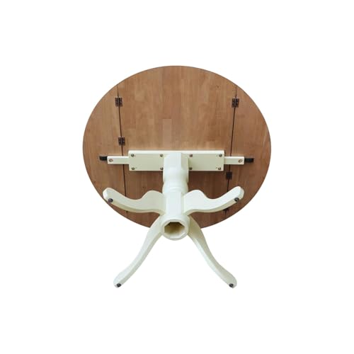 IC International Concepts 42" Round Dual Drop Leaf Pedestal Dining Table - color: Hickory/Shell