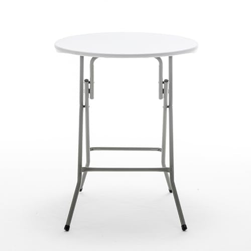 Set of 2, White 24" Round Plastic Folding Table Commercial Portable for Picnic Party Camping Banquet Card Dining Wedding Event Home Kitchen Indoor Outdoor, 30" Height - size: Set of 2