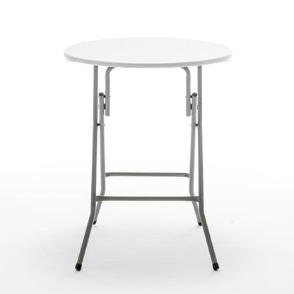 Set of 5, White 24" Round Plastic Folding Table Commercial Portable for Picnic Party Camping Banquet Card Dining Wedding Event Home Kitchen Indoor Outdoor, 30" Height - size: Set of 5