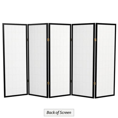 4 ft. Short Window Pane Shoji Screen - Black - 5 Panels - color: Black, size: 5 Panels