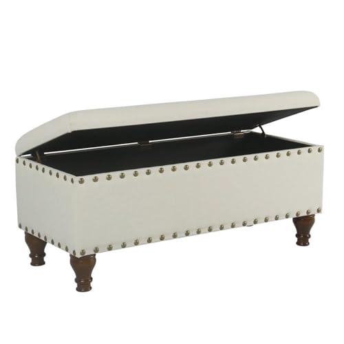 HomePop 42" Storage Bench with Nailhead Trim - Cream - color: Cream