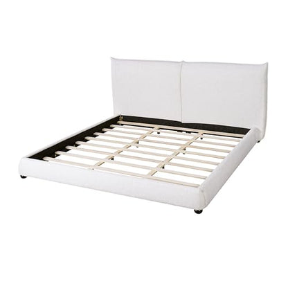 Christopher Knight Home Deft Wooden King Bed Frame and Headboard, Luxurious Upholstered King Size Bed Frame with Linen Fabric Pillow-Back Headboard, Modern Design Bed Set, Easy Assembly, Beige - size: King Size