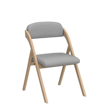 Folding Chairs with Padded Seats | Wooden Stackable Dining Chair Set of 2 with Removable Cover Extra for Guests Kitchen Office Wedding Party Picnic, Grey - color: Grey, size: 2PCS