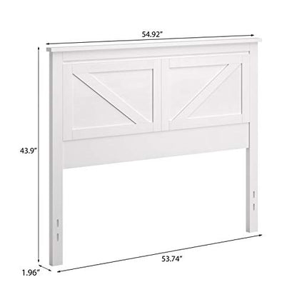 Farmhouse Style Wood Panel Headboard in Gloss White - Full Size - color: Gloss White, size: Full