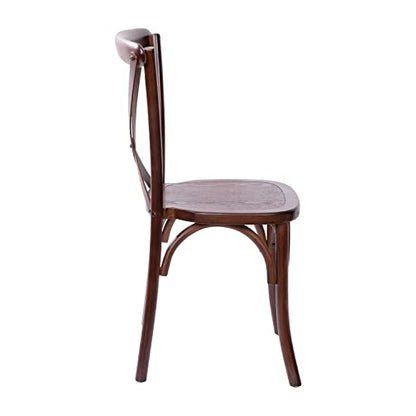 Merrick Lane Bardstown X-Back Bistro Style Wooden Dining Chair for Kitchens and Dining Rooms, High-Back Wood Stackable Kitchen Chair, Walnut - color: Walnut