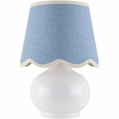 Benton Ceramic Table Lamp with Fabric Shade – 13" Bedside Accent Lamp for Bedroom, Living Room & Nightstand (Sky Blue) - color: Sky Blue