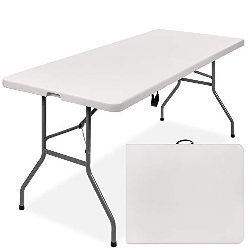 Best Choice Products 6ft Plastic Folding Table, Indoor Outdoor Heavy Duty Portable w/Handle, Lock for Picnic, Party, Camping - White - color: White, size: 6ft