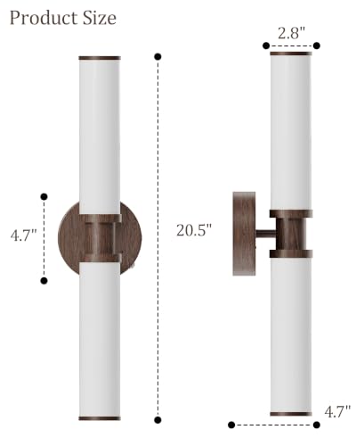Rayogale Walnut Wireless Battery Operated Wall Sconces with Remote Control | White Glass Rechargeable Wall Lights Set of 2 with Timer Function Dimmable for Living Room Bedroom Emergency 3000K, 20.5 Inch - color: Walnut(White Lampshades)
