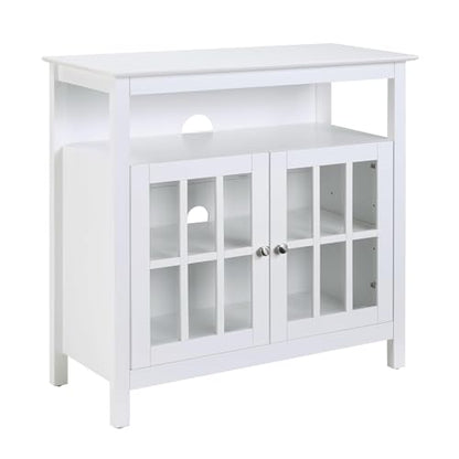Convenience Concepts Big Sur Highboy TV Stand with Storage Cabinets and Shelves in White Finish - color: White