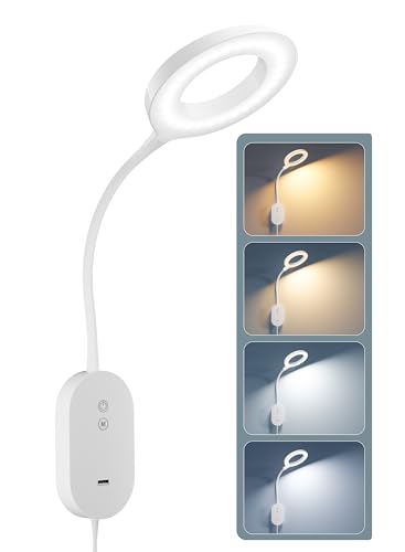 Wall Mounted Reading Light,Bed Headboard Lamp with 10W USB Output Fast, Wall Reading Lamps with 4 Color Modes & 5 Dimmable, Memory Function, 4-Hour Auto Off Ring Light White - color: White