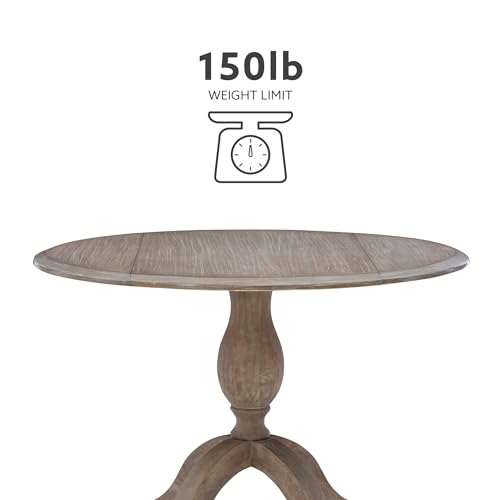 Linon Home Decor Mauro Antique Rustic Brown Drop Leaf Small Dining Table with Pedestal Base - color: Antique Rustic Brown