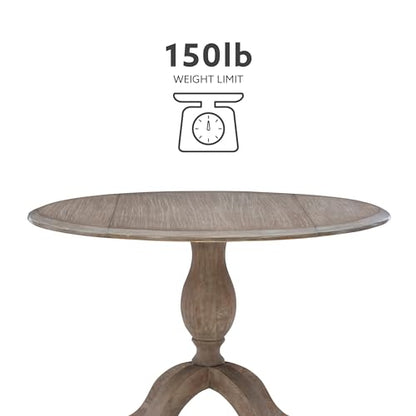 Linon Home Decor Mauro Antique Rustic Brown Drop Leaf Small Dining Table with Pedestal Base - color: Antique Rustic Brown