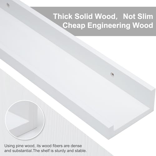 MBYD White Floating Shelves, Modern Photo Shelves with Lip, 24 Inch Wall Mount Picture Ledge Wall Shelf for Bedroom Kitchen Office Living Room Kitchen, Nursery Book Shelves Set of 3 Same Dimension - color: White, size: Set of 3 24 in