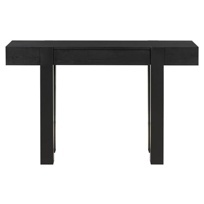 Rustic Console Table with Hidden Drawer, Wooden Sofa Table Behind Couch | Side Power Outlet,for Entryways, Living Room, Foyer, Black - color: Black