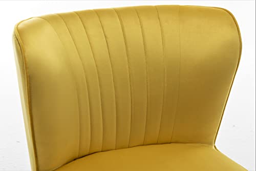 Container Furniture Direct Modern Velvet Accent Chair for Living Room, Bedroom, or Entryway, Stylish and Comfortable Armless Design with Metal Legs, Yellow - color: Yellow