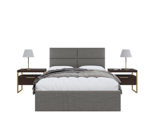 Vänt Wall Mounted Headboard Panels, Queen/Full, Boucle Grey - color: Boucle Grey, size: 30"