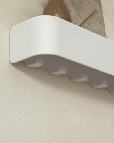 Kazai. Key Holder for Wall 'Tone' | Minimalist Key Hooks Design from Berlin | Modern Key Hanger with Metal Shelf | Key Hook Wall Mounted as Hallway Furniture | White - color: White