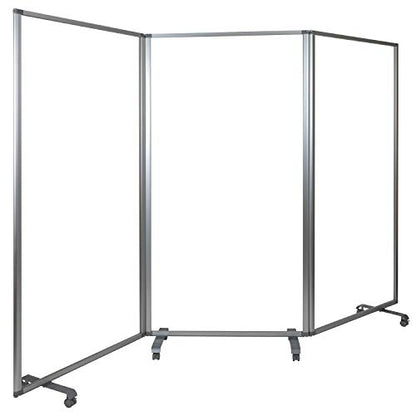 Flash Furniture 36 Inch Wide Acrylic Mobile Partition, Transparent | 72 Inches High, Lockable Casters, Durable Construction, Commercial Use
