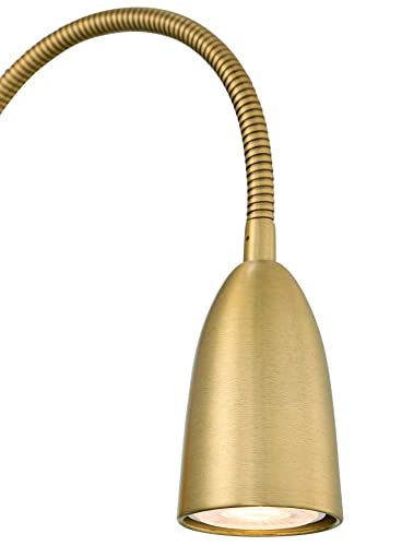 Lido Gold Gooseneck Plug-In LED Reading Wall Lamps Set of 2 Modern | Warm Metal Adjustable Arm for Bedroom Bathroom Vanity Living Room Home Hallway Dining Family Kitchen House