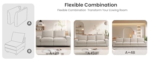 Middle Seat with Storage, Modular Sofa Couch, Beige - color: Beige, size: Middle Seat