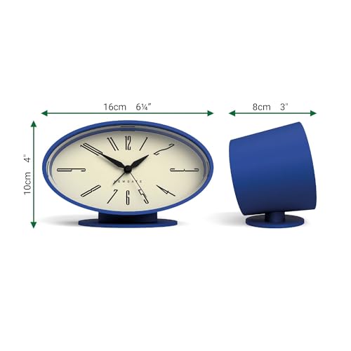 NEWGATE® Ronnie Alarm Clock | Oval Retro Design | Blue Soft Rubberised Finish | Ideal for Bedside, Desk or Shelf | Modern, Retro mid-Century Bedroom & Office Accessory - color: Silicone Blue