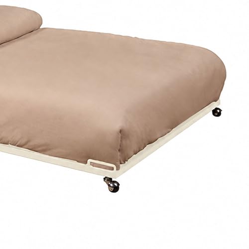 Kings Brand Twin Metal Roll-Out Trundle Bed Frame with Slats, Cream White | Twin Roll-Out Trundle Bed – Provides Extra Sleeping Space for Guests, Kids, and Sleepovers, Fits Neatly Under Most Daybeds - color: Cream White
