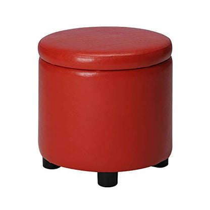 Designs4Comfort Round Accent Storage Ottoman with Reversible Tray Lid - color: Blue