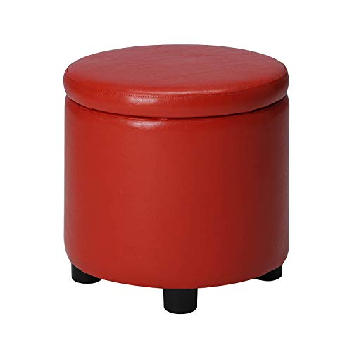 Designs4Comfort Round Accent Storage Ottoman with Reversible Tray Lid - color: Grey