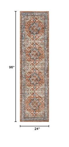 Bsmathom Runner Rug for Hallways Non Slip Washable Boho 2x8 Hallway Low Pile Throw Rugs Vintage Carpet Runners for Entry Way, Kitchen, Laundry Room, Bathroom - color: Brown Red, size: 2' x 8' (Runner)