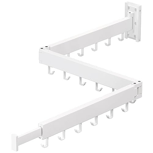 ZdwCyl Clothes Drying Rack,Laundry Space Saver Wall Mounted,Retractable,Collapsible(Tri-Fold), White Color Rack Clothing - color: White-basic