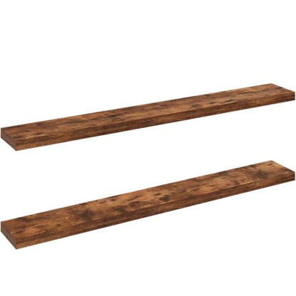 Ballucci Floating Shelves, 55" Wood Wall Shelf Set of 2, with Invisible Brackets for Bathroom, Living Room, Bedroom, Kitchen, Nursery, 6" Deep, Rustic Brown - color: Rustic Brown, size: 55.1 inches