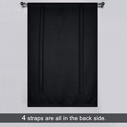 99% Blackout Thermal Insulated Adjustable Tie Up Shade Curtain with Rod Pocket Top - 34 Wide by 45 Inch Long (Black,1 Panel) - color: Black, size: 34"W x 45"H