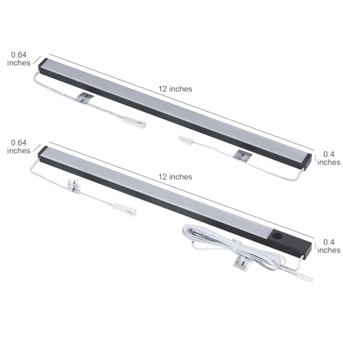 LUMILAND 6 Pcs 12-inch Led Under Cabinet Lighting Plug-in with Hand Wave, Dimmable 6000K Cold White Under Counter Lights Linkable with Memory Function for Kitchen